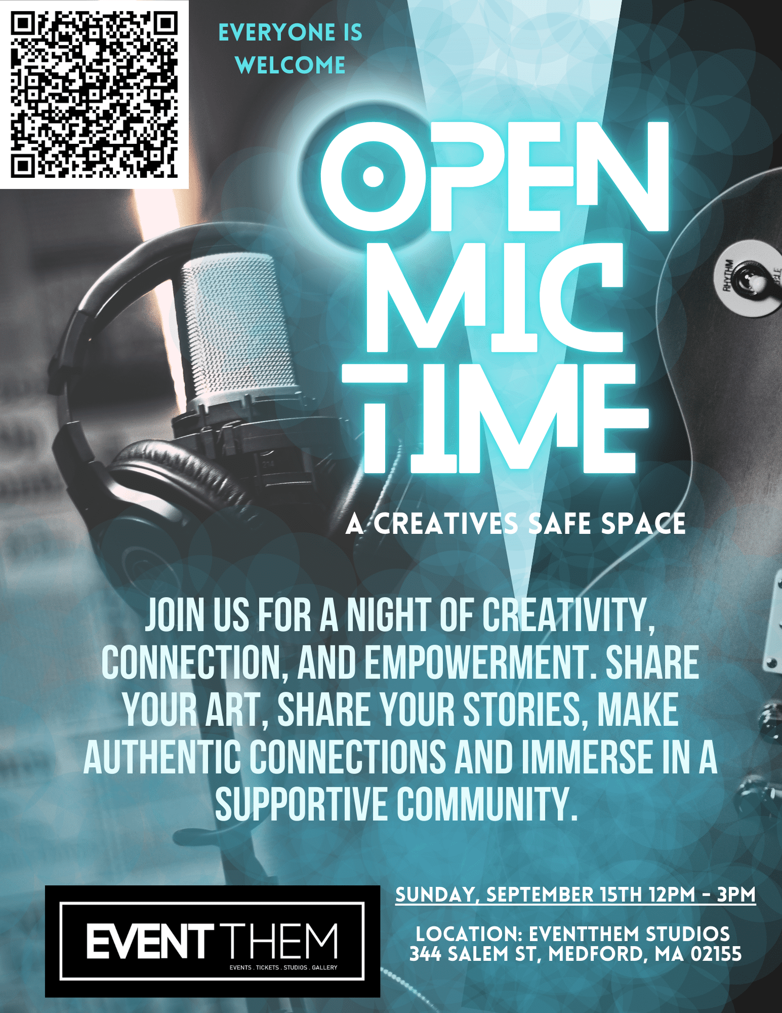 a poster for a wellness open mic event