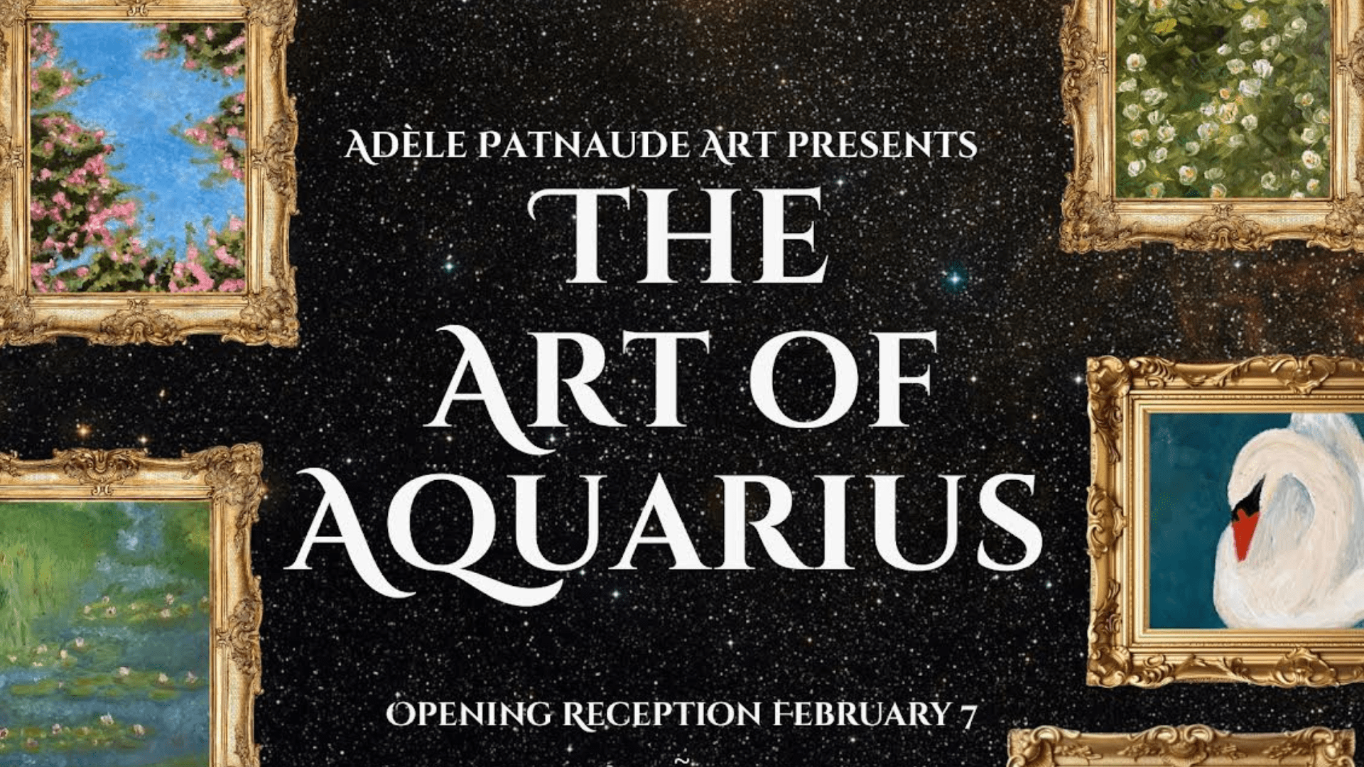 Adèle Patnaude – The Art of Aquarius Opening Reception Poster @ EventThem Studios Sat. 2/7, 7-9 PM