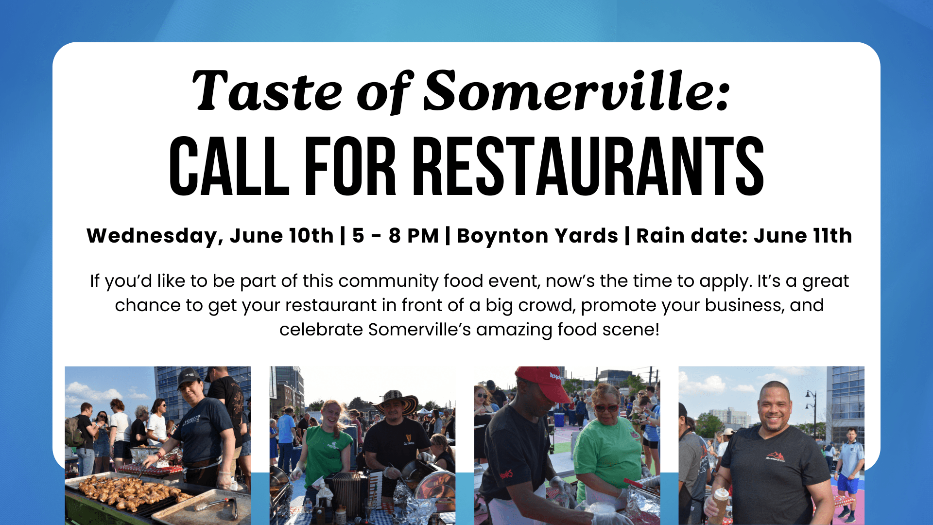 Taste of Somerville 2026 Call For Restaurants